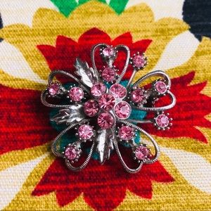 Pink & Silver Brooch